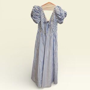 ANTONIO MELANI Blue and White Checkered Maxi Dress